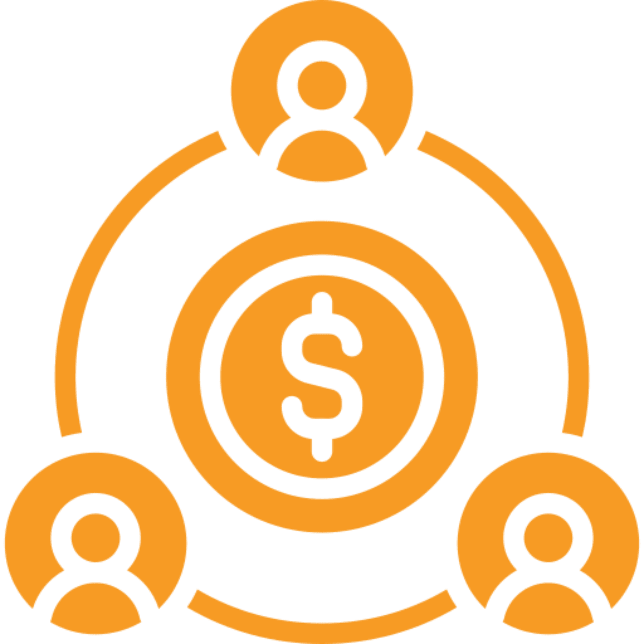 People connected by dollar symbol network.