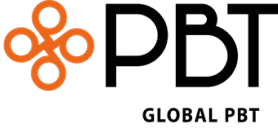 Orange logo with stylized loops and text.